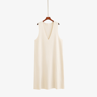 大码女装外搭v领马甲裙女背心裙2025秋冬胖mm宽松针织连衣裙