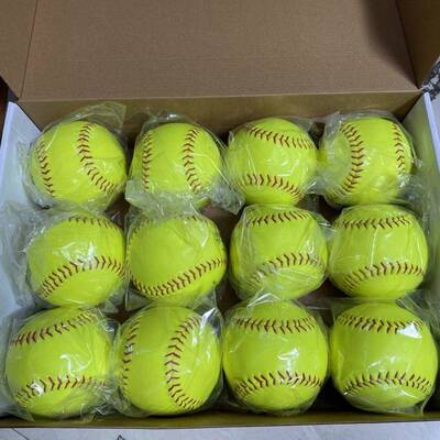 softball 12寸标准垒球 牛皮 PVC 二层皮可定棒球训练比赛专业
