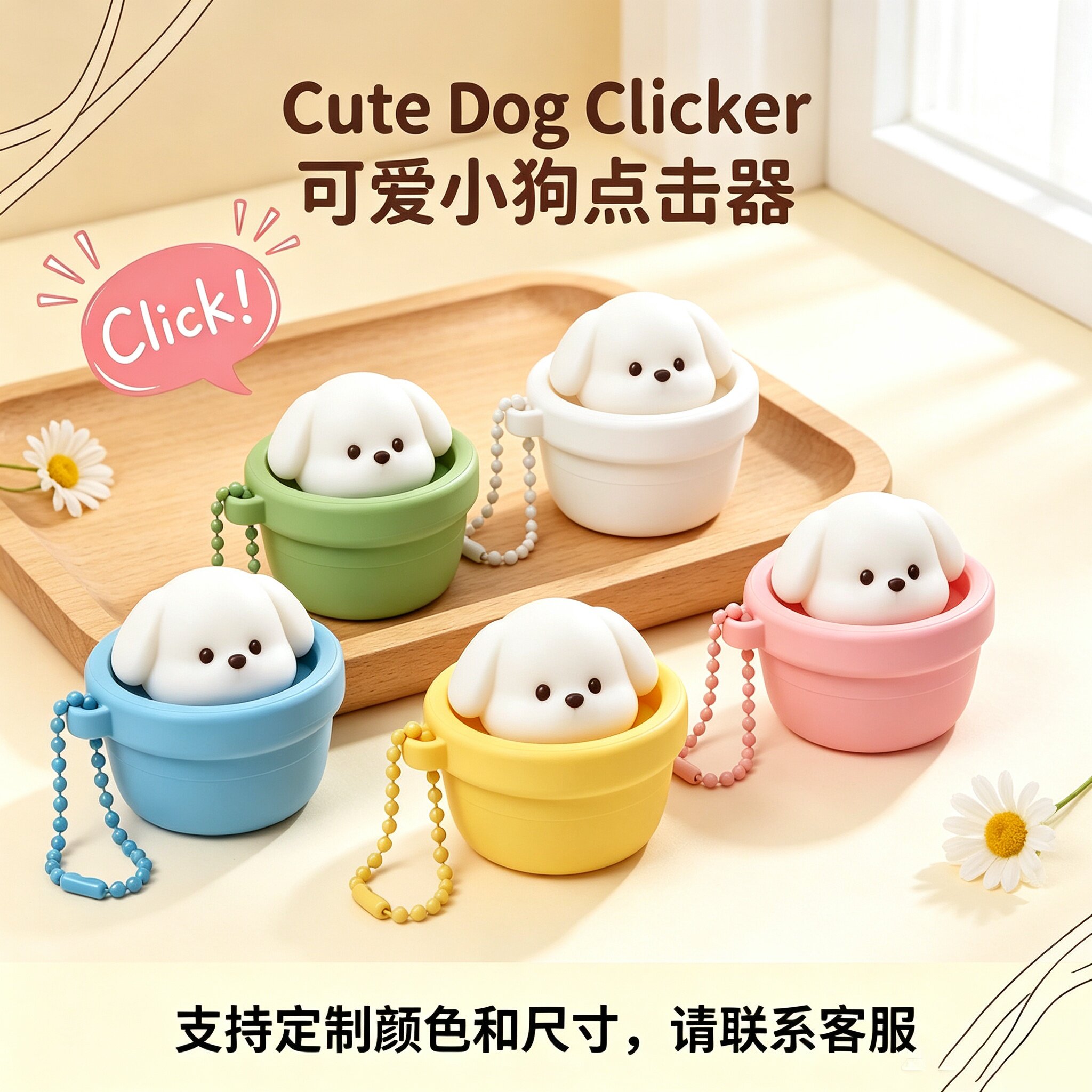 3D打印点击器解压玩具按键减压神器可爱小狗咔哒器创意钥匙扣挂件图片