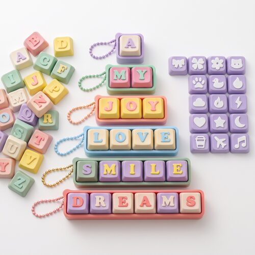 3D打印键盘字母名字DIY定制图案emoji解压点击器机械按键挂件摆摊