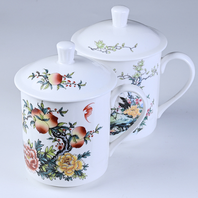 陶瓷杯带盖办公杯男女泡茶杯