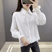 时尚 气质百搭上衣 女装 设计感小众喇叭袖 潮休闲白色衬衣 新品 衬衫