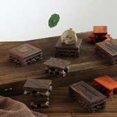 复古实木底座小木墩迷你小桌子凳子摆件工艺品拍摄拍照摄影道具