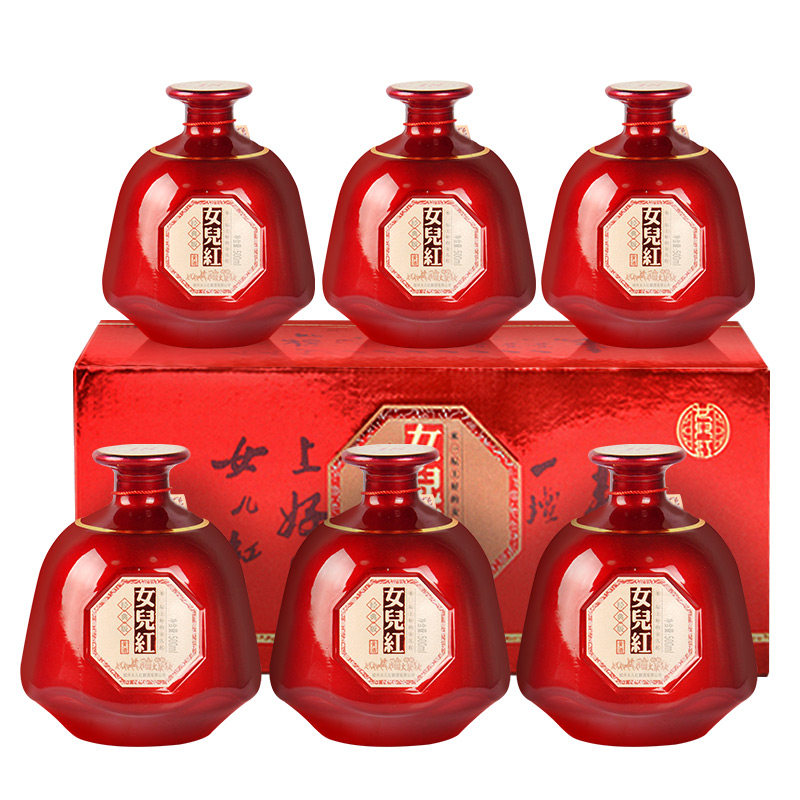 女儿红老酒绍兴花雕糯米黄酒半干喜庆原浆手作500ml*6来一坛整箱