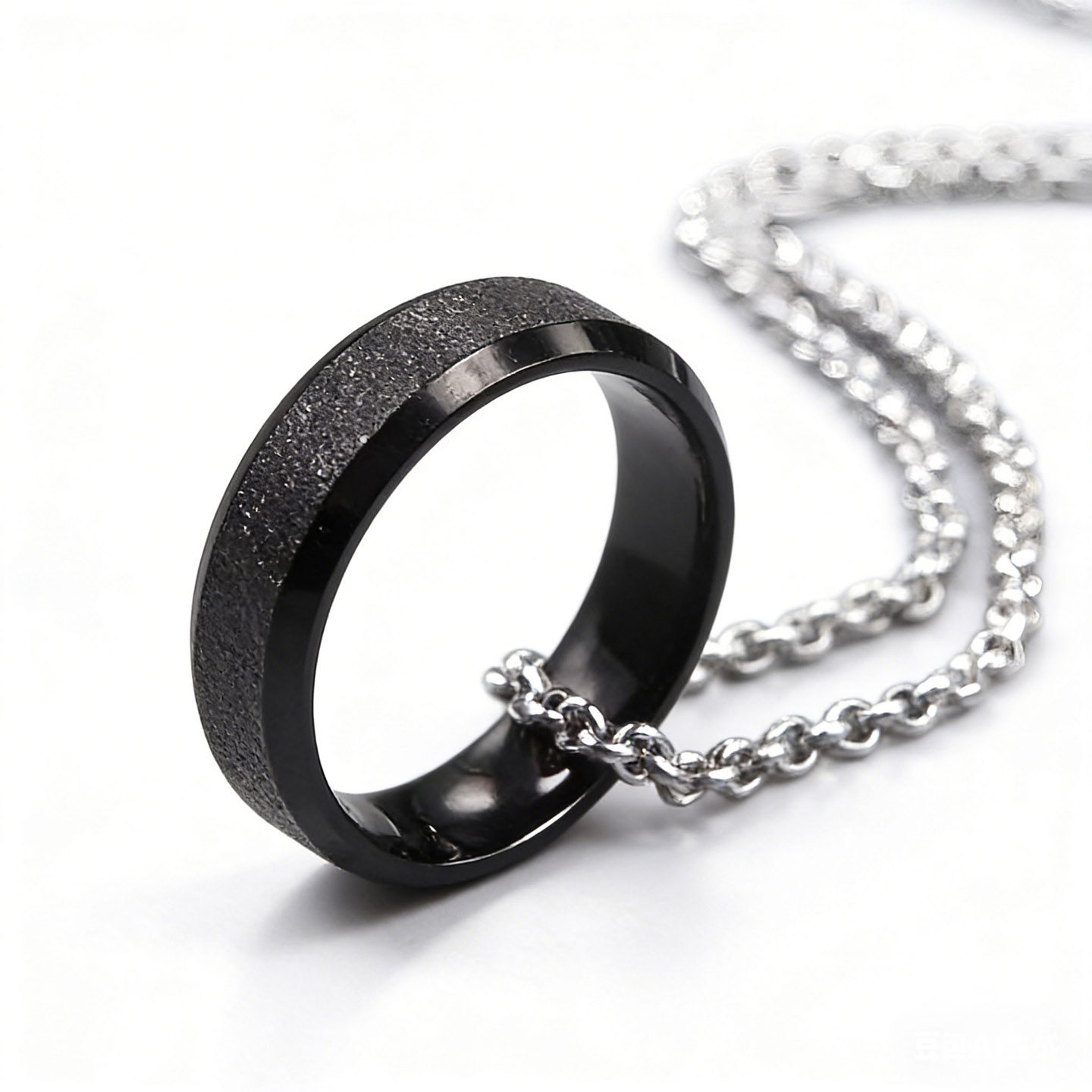 欧美潮牌时尚钛钢磨砂戒指项链男女款霸气长项坠吊坠学生饰品刻字