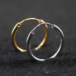 男款 韩版 圆耳圈嘻哈耳环男单只925纯银潮流个性 GD同款 耳钉女 时尚