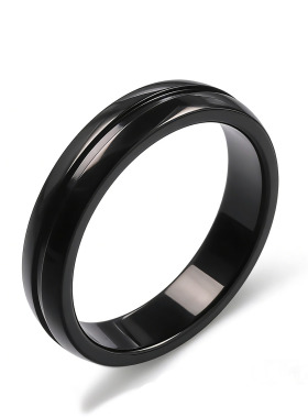 高质感欧美简约潮牌戒子女街头单身指环钛钢光面黑色男士戒指刻字