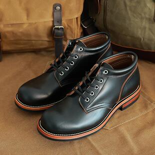 固特异德永A01低帮工装鞋茶心牛皮日系复古圆头系带商务休闲皮鞋
