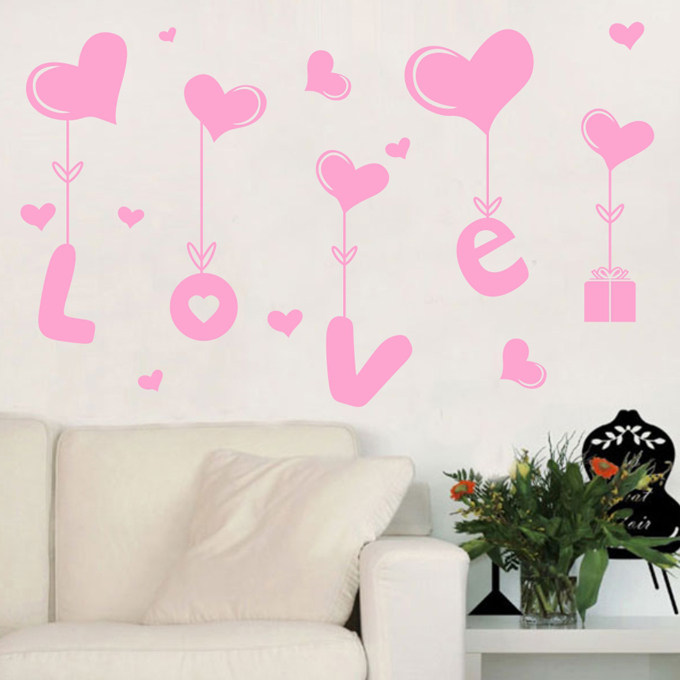 爱心love墙贴爱你浪漫贴纸情人节玻璃贴卧室客厅店铺橱窗装饰贴画,家居饰品,软装墙贴,淘宝优惠券,粉丝福利购,淘宝优惠卷