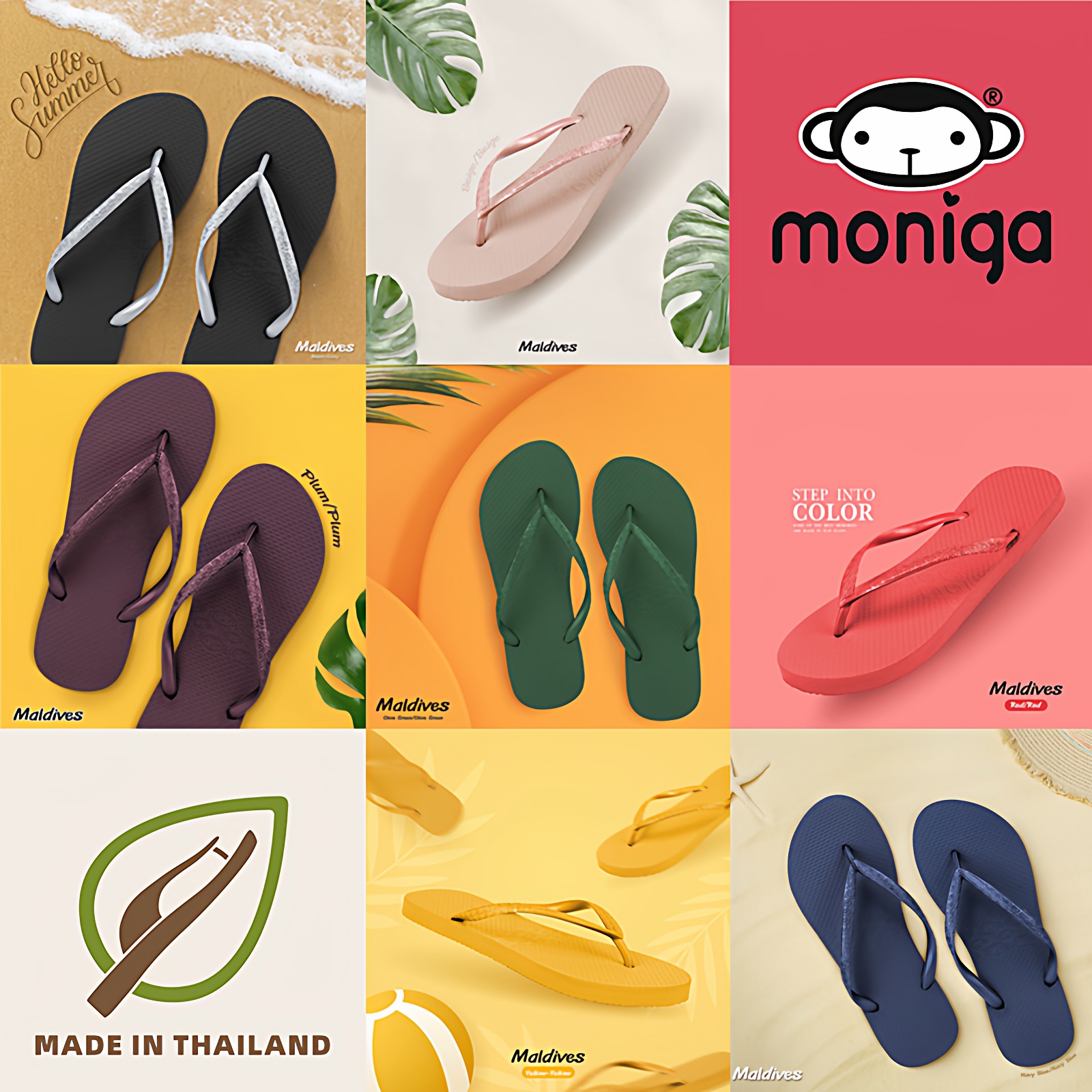 monobo泰国乳胶超轻软底人字拖鞋