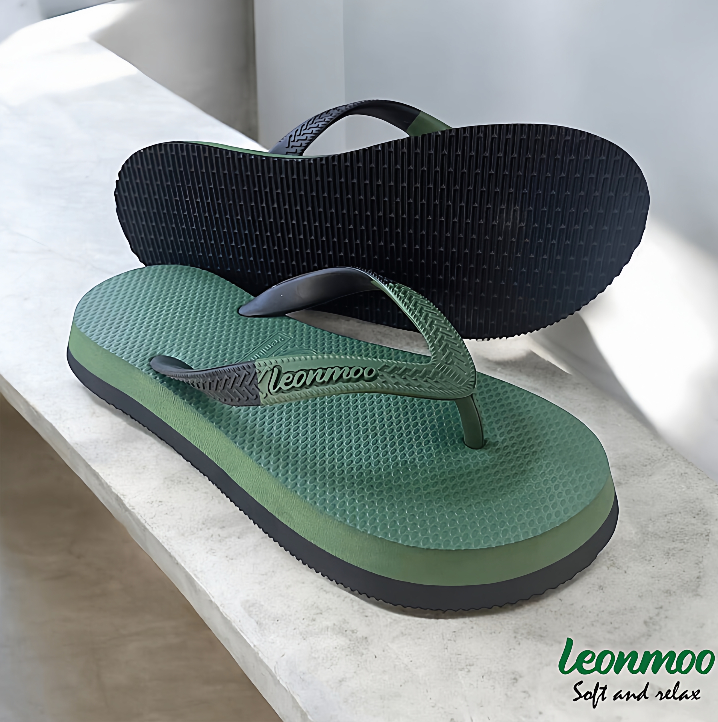 泰国进口LEONMOO橡胶厚底巴西风格男女士人字拖鞋防滑水