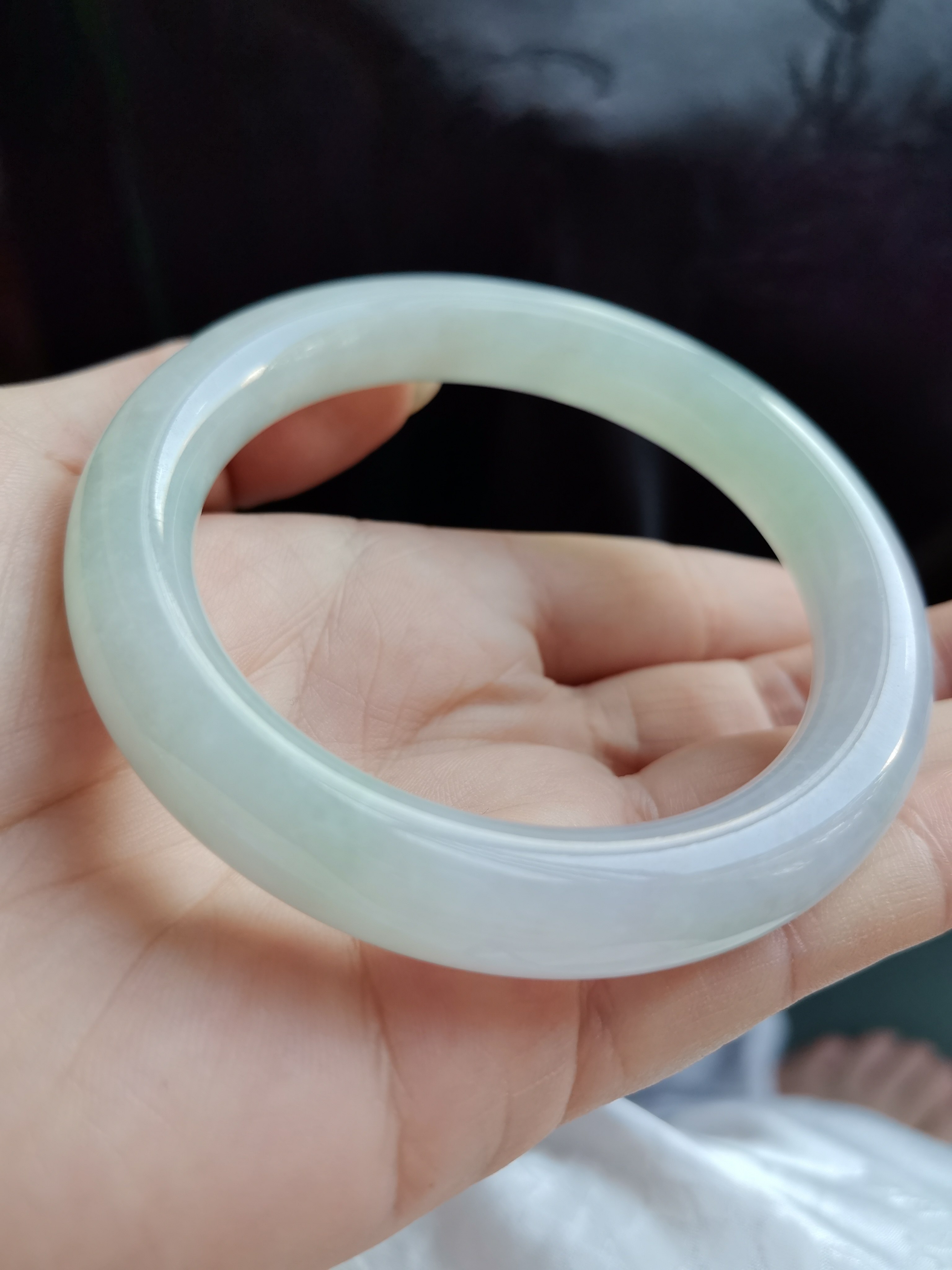 懿如意天然A货冰糯种白月光56/57圈正装翡翠手镯玉石手环玉镯子