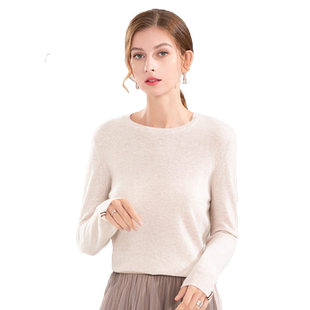 日神2025秋冬新款圆领羊绒衫女100纯山羊绒时尚休闲套头针织毛衣