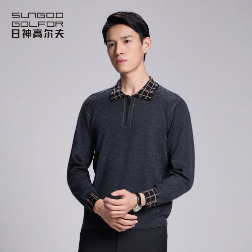 高尔夫精纺高端Polo领男装羊绒衫