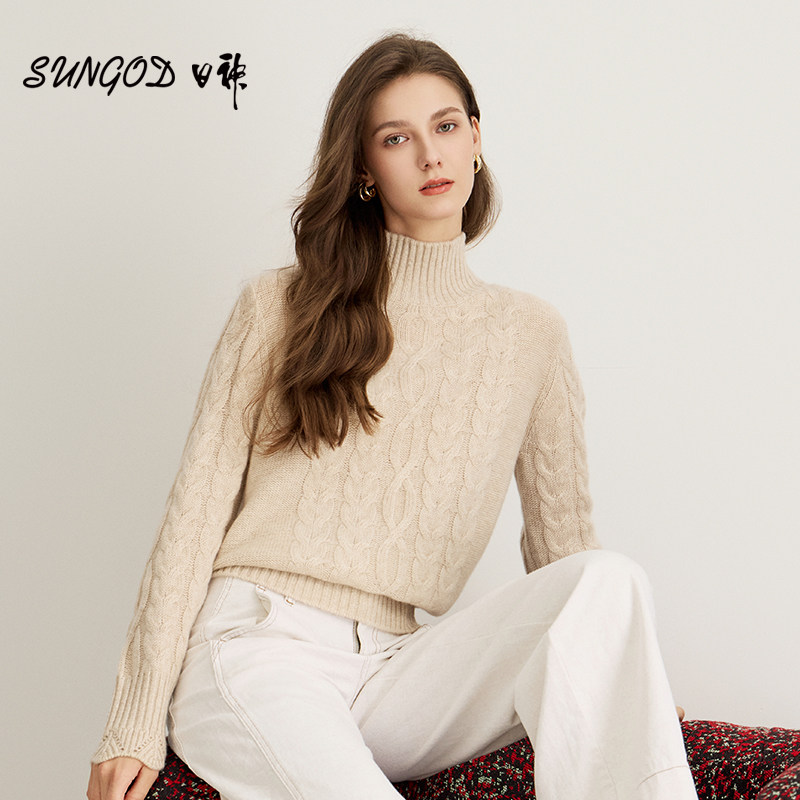 日神2026新款高领羊绒衫女100纯羊绒秋冬加厚保暖毛衣绞花针织衫,女装/女士精品,羊绒衫,淘宝优惠券,粉丝福利购,淘宝优惠卷