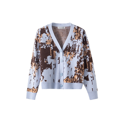 日神v领优雅小香风羊绒开衫