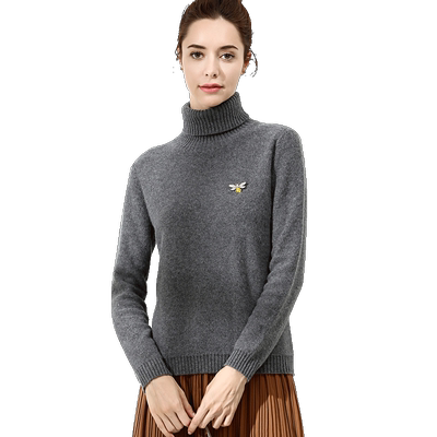 Sungod纯羊绒衫高领针织秋冬毛衣