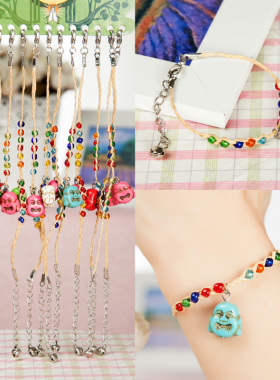 民族饰品许愿草爱情草幸运草拉菲草弥勒佛 手链 旅游景点饰品