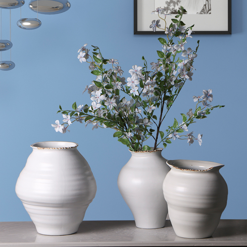 白色台面花瓶插干花器橱窗摆件餐厅家居软装景德镇陶瓷罐水养鲜花