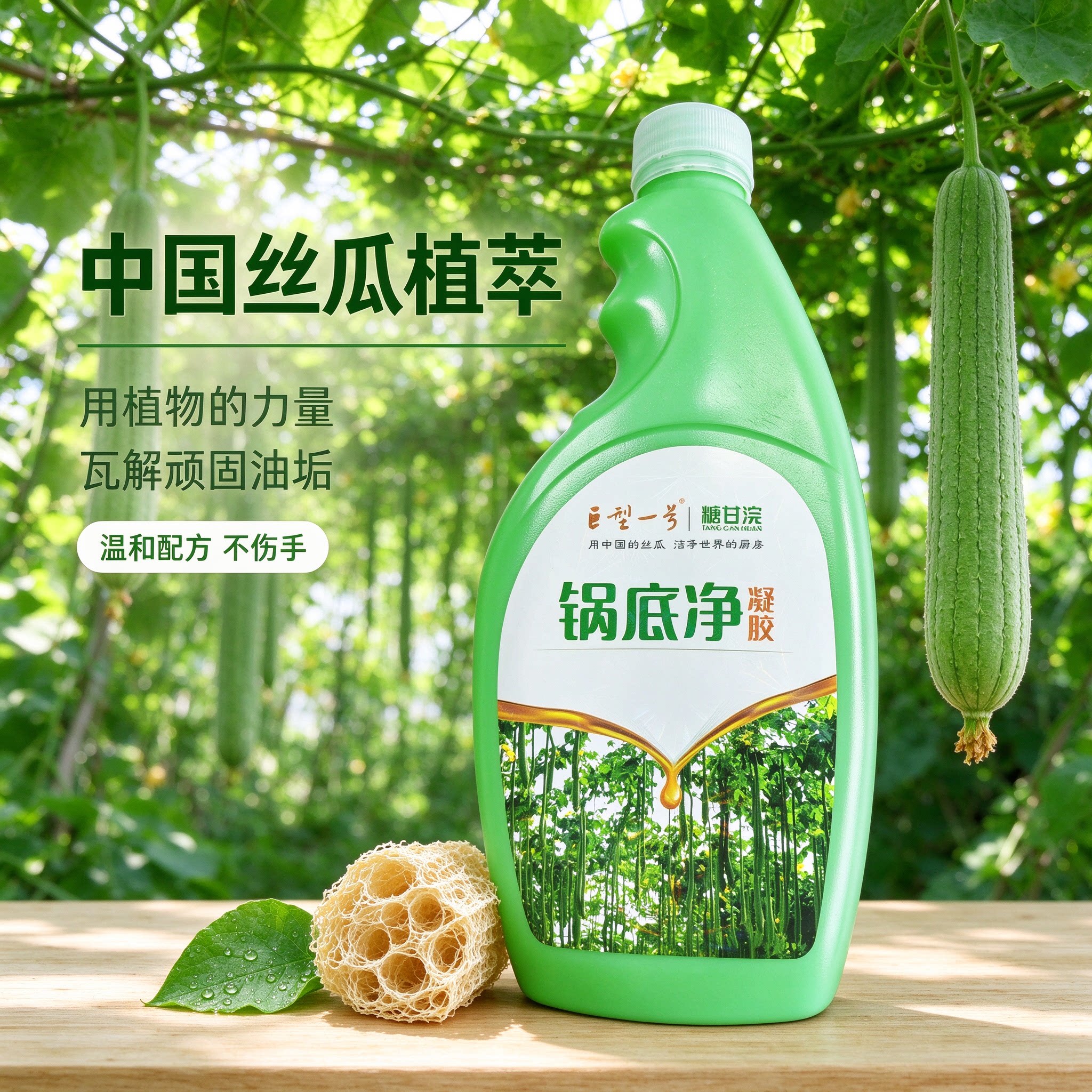 糖甘浣锅底净凝胶丝瓜植萃清洁剂厨房去油垢温和不伤手大容量