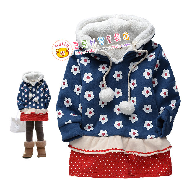 2363女童换季特价秋冬花朵连衣裙