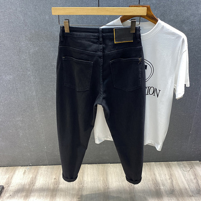 黑色牛仔裤男春秋款宽松小脚