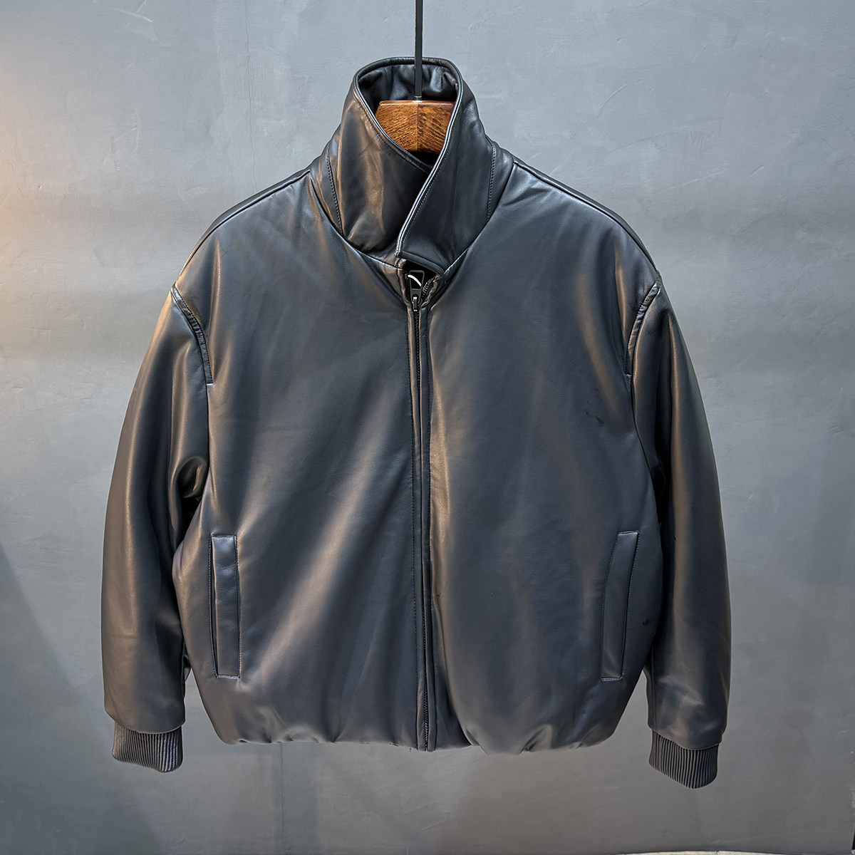 美式潮牌PU皮衣防水羽绒服男款冬季痞帅高级感外套cleanfit夹克