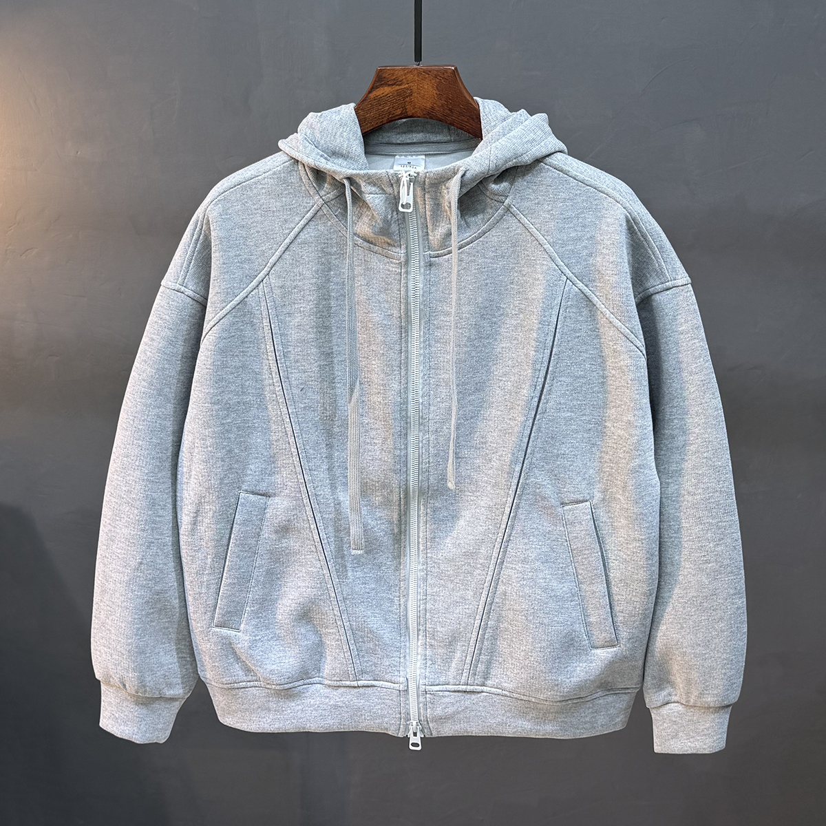 连帽加绒卫衣男款秋冬基础款oversize新款外套休闲百搭工装夹克