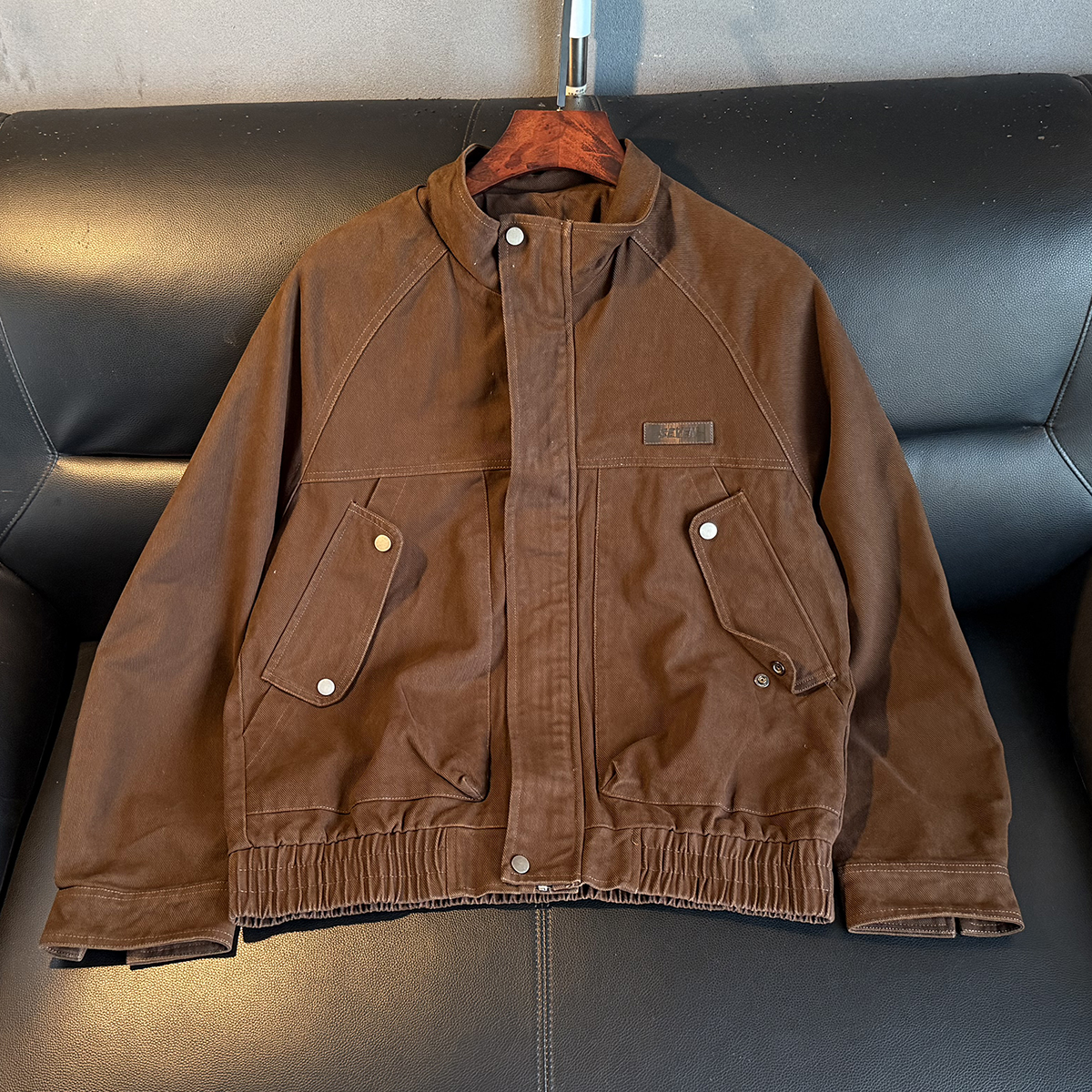 美式复古外套男士春秋季2025新款重磅纯棉潮牌宽松休闲工装夹克男