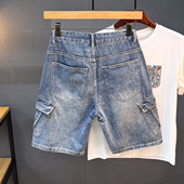 牛仔短裤 男五分宽松直筒潮牌大码 5分中裤 耐磨多口袋工装 2025夏季