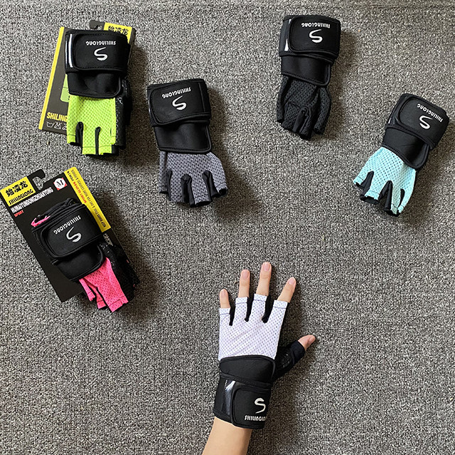 新款 外贸单出K 男女半指健身防滑耐磨手套加长护腕保护骑车哑铃