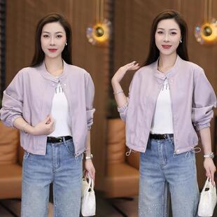 皮衣百搭洋气短款 口袋标准立领长袖 外套夹克显瘦遮肉 新款 2026春季