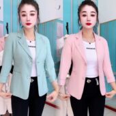 妈妈小西装 品牌小个子气质粉色西服 中年女士新款 春装 外套洋气时尚