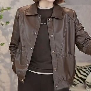 妈妈小个子短款外套女春秋皮衣女款2025新款W中年女士休闲上衣