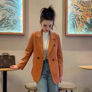 早春新款西装领宽松型皮衣女士秋冬皮衣外套时尚百搭高级感休闲