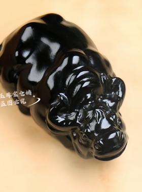 天然和田玉墨玉立体牛把件扭转乾坤黑羊脂玉生肖牛手玩件证书