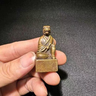 复古实心黄铜虎印章茶宠办公室桌面摆件纯铜小铜章生肖虎招财纳福
