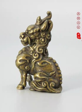 复古实心黄铜貔貅迷你茶宠桌面家居摆件纯铜招财镇宅手把件小铜器