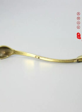 复古黄铜长柄小铜勺雕花龙头勺子圆形调羹勺茶匙茶铜药勺茶道茶具
