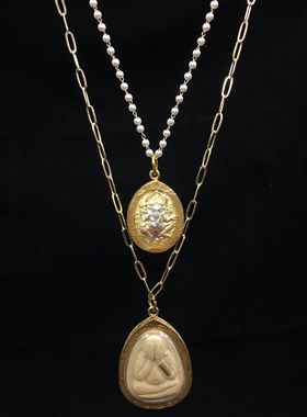 秋冬新款叠戴双层甜美吊坠挂链