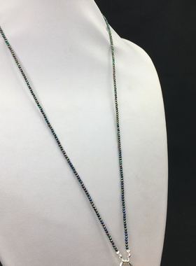 超细镭射珠切面原创弹簧扣佛牌链