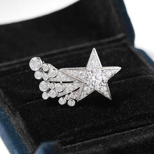 晚宴焦点夸张重工纯银彗星戒指S925镀18K白金不掉色钻戒女高碳钻