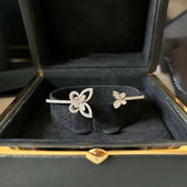 幻影蝴蝶手镯女夏纯银镀18K金满钻镂空甜美白金不掉色手环手链