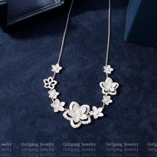wild flower繁花项链女重工晚宴礼服年会项链女925纯银高级贵气