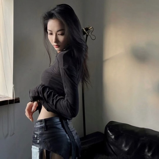 正确版RO复线多细节拼接薄料女士透明性感舒适棉质打底长袖T恤