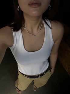 AT正确版遮副乳针织紧身显瘦弹力工字背心吊带女