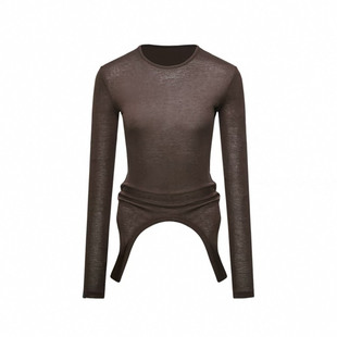 高品质正确版RA挂耳圆领弹力修身薄款长袖上衣天丝羊毛T恤