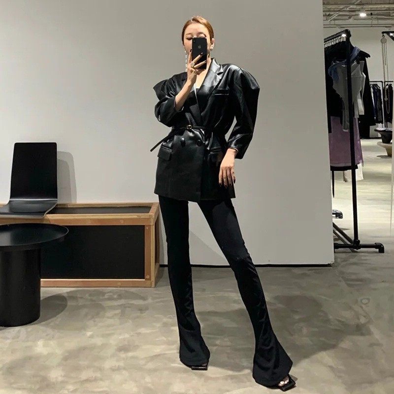 正确版th*r高腰包臀修身马蹄裤裤显瘦长腿弹力西装裤夏季款/加绒