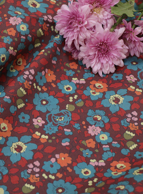 Betsy经典80支平替LIBERT长绒全棉高端数码印花布料面料女服装裙