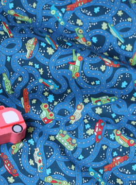 Hackney小汽车80支平替LIBERTY长绒全棉印花布料面料数码女服装夏